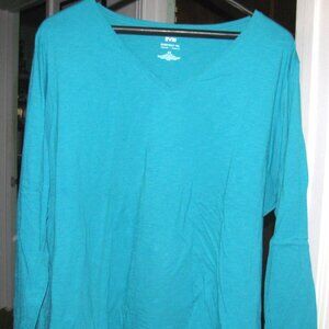 Turquoise Long Sleeve Tee Shirt 4X EVRI